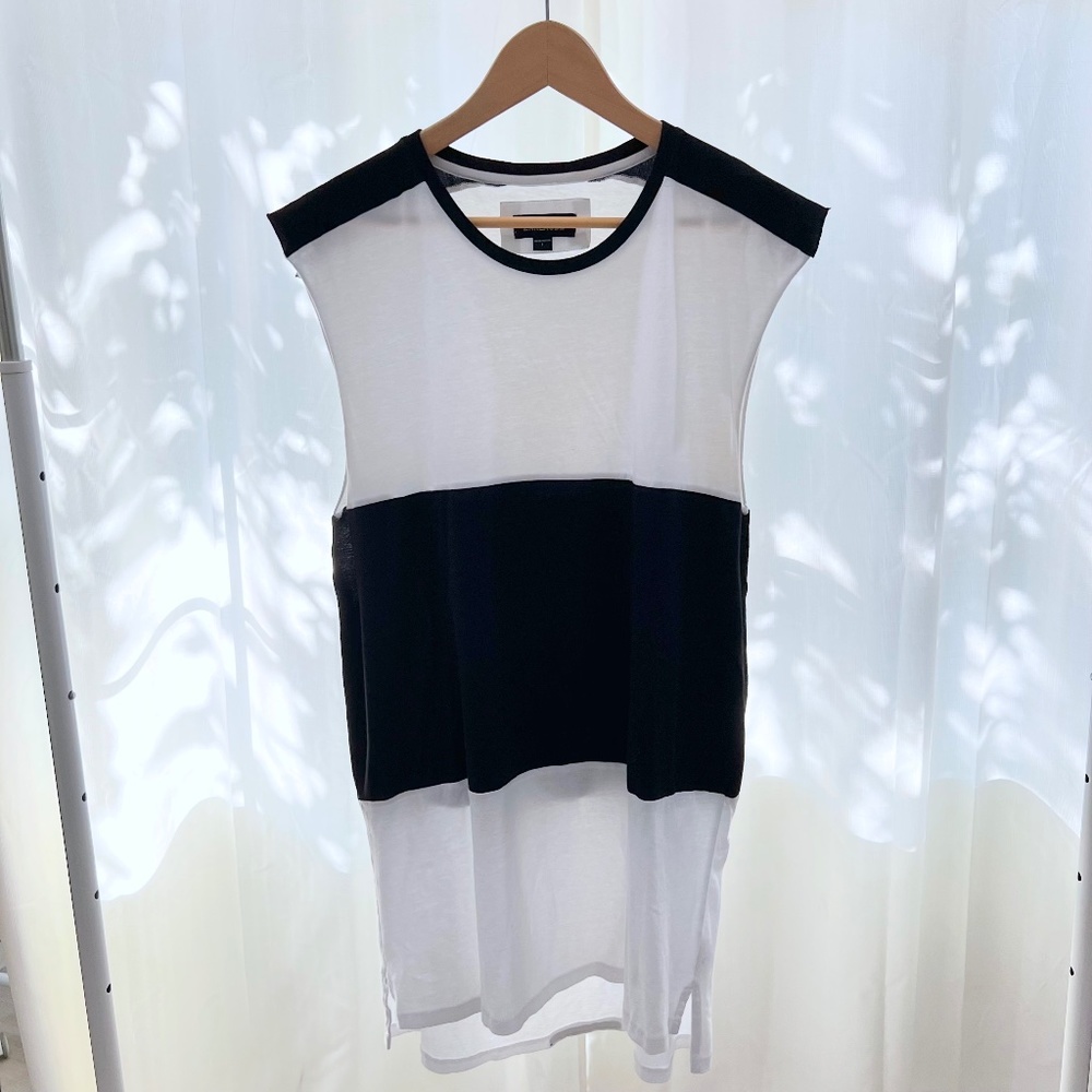 Zanerobe Elongated Black White Cotton Tank Top Shirt